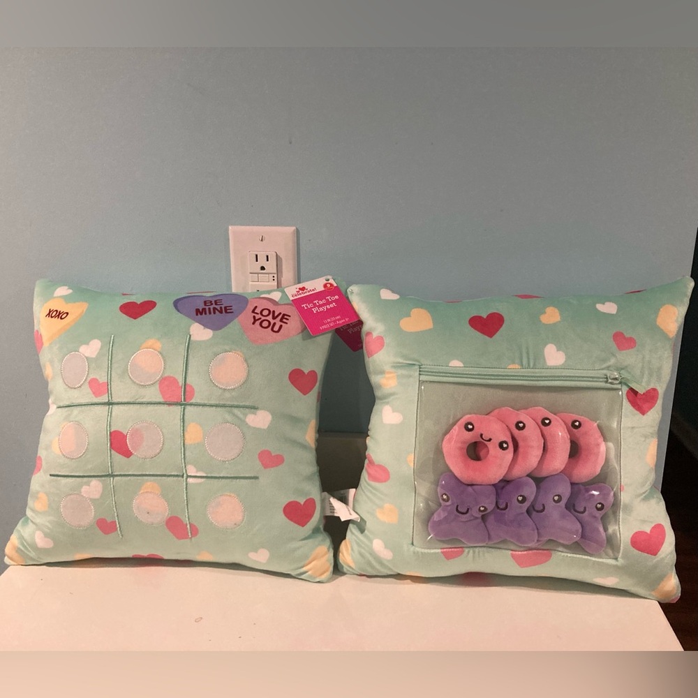 Valentine’s Sweetheart Candy Tic Tac Toe Patterned Game Pillow